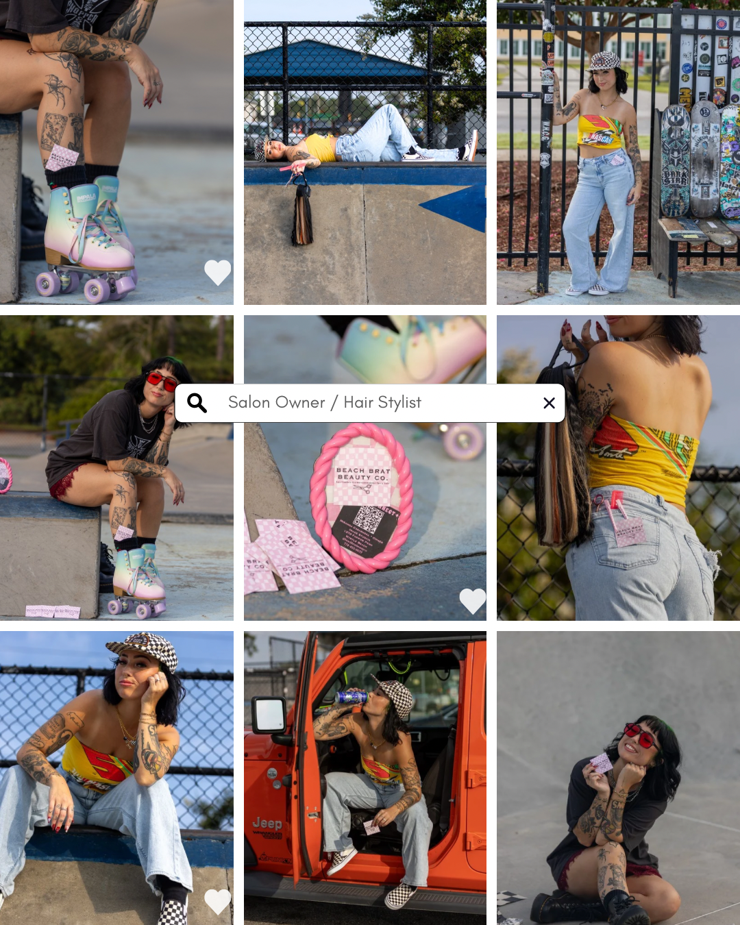 Tattooed woman in colorful roller skates, graffiti wall backdrop, urban skate park fashion photography collage.