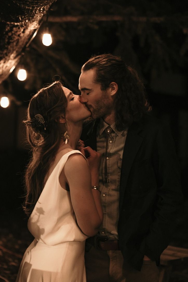 Romantic evening portraits with string lights creating intimate atmosphere.