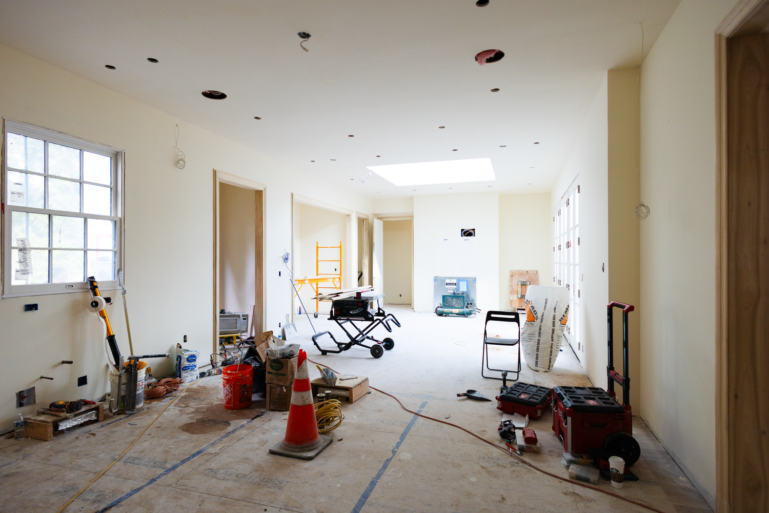 Room under construction in a home in Piedmont, California, photographed for Berkeley-based architect.