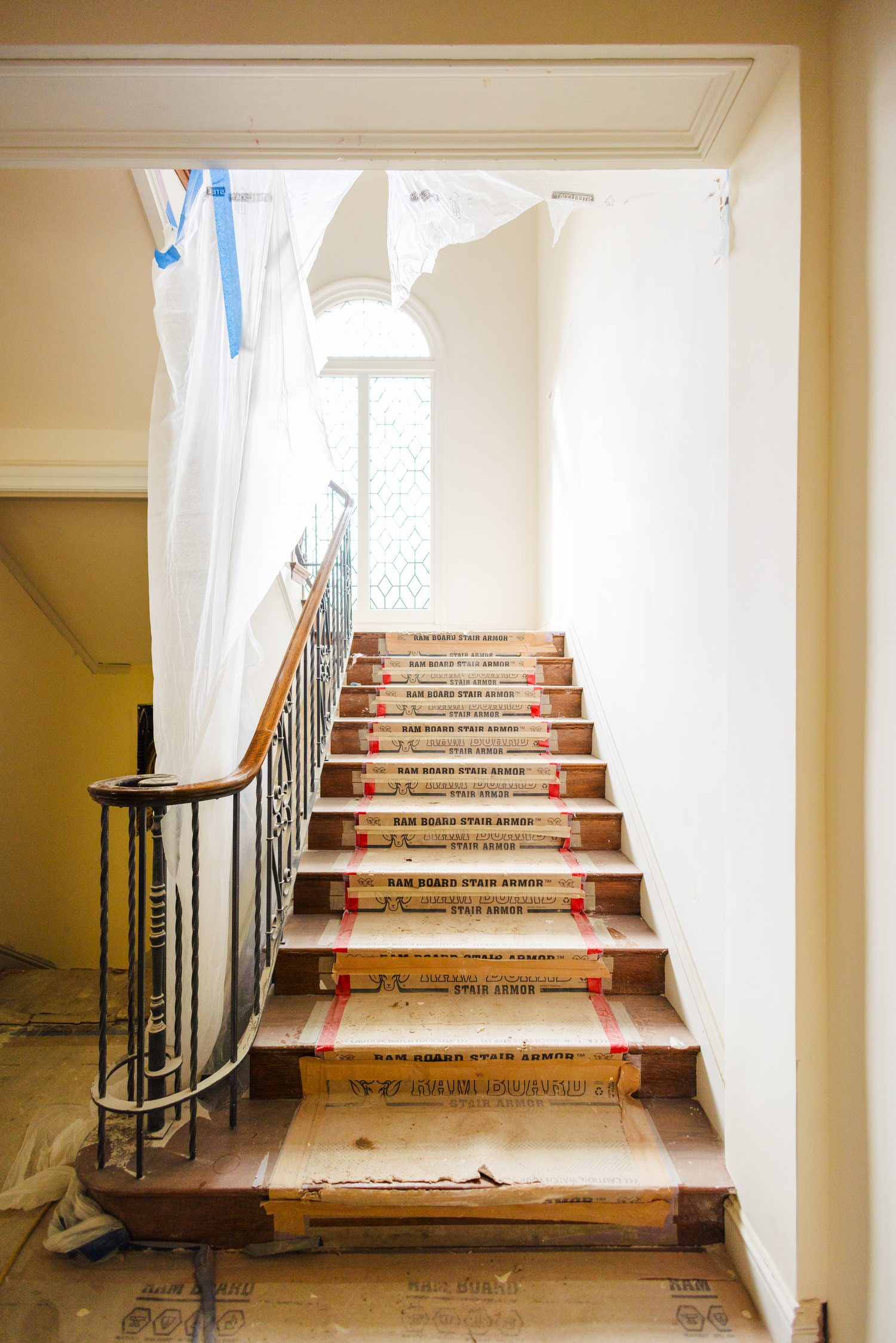 Stairwell under construction in a home in Piedmont, California, photographed for Berkeley-based architect.