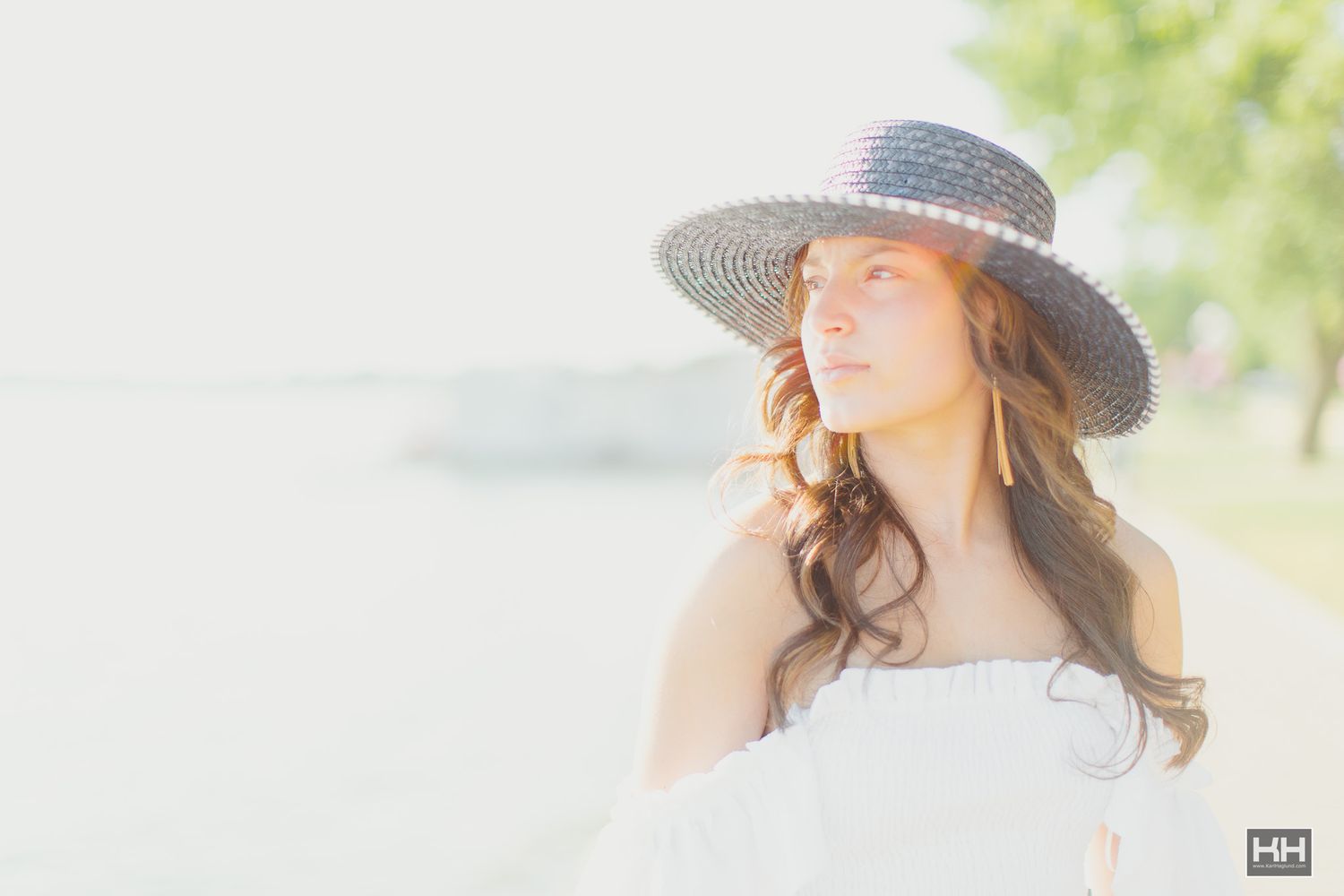 high school girl in hat in clear lake