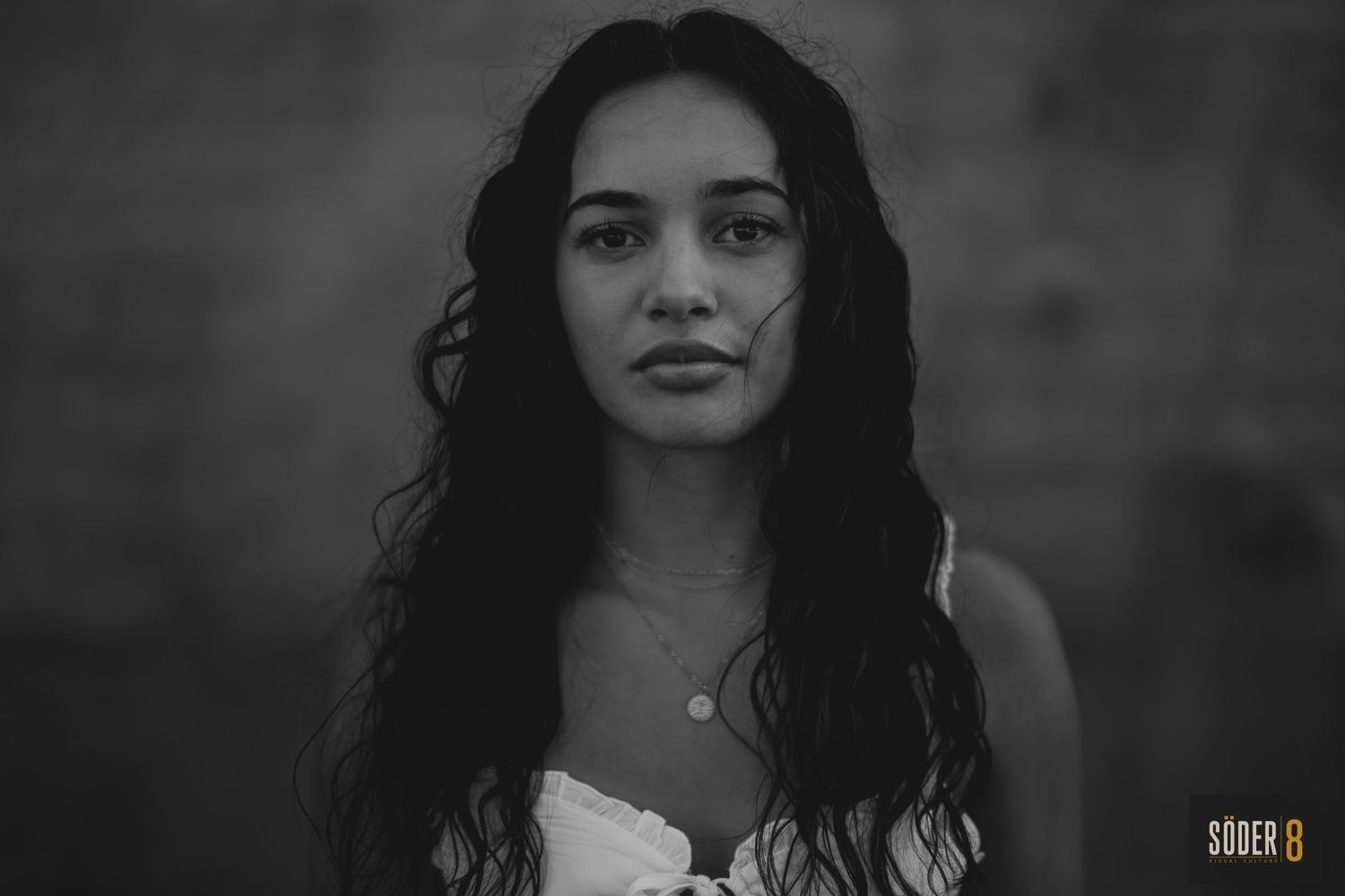 black and white portrait of nora springs, iowa high school senior girl shot in charles city, iowa- soder 8