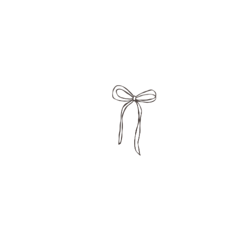 A simple line drawing of a bow or ribbon with curved loops and flowing ends.