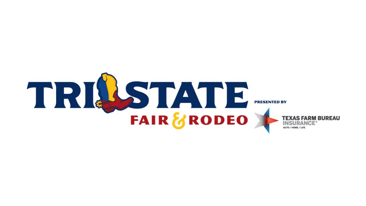 Tri-State Fair & Rodeo logo presented by Texas Farm Bureau Insurance on white background.