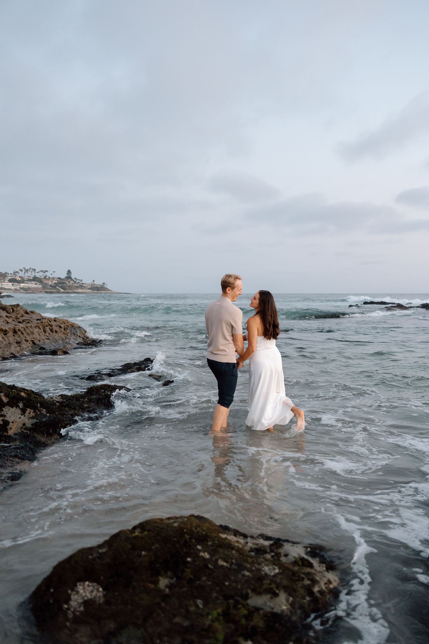 Romantic waterfront portraits at Quiet Waters Park beach area in Annapolis, Maryland