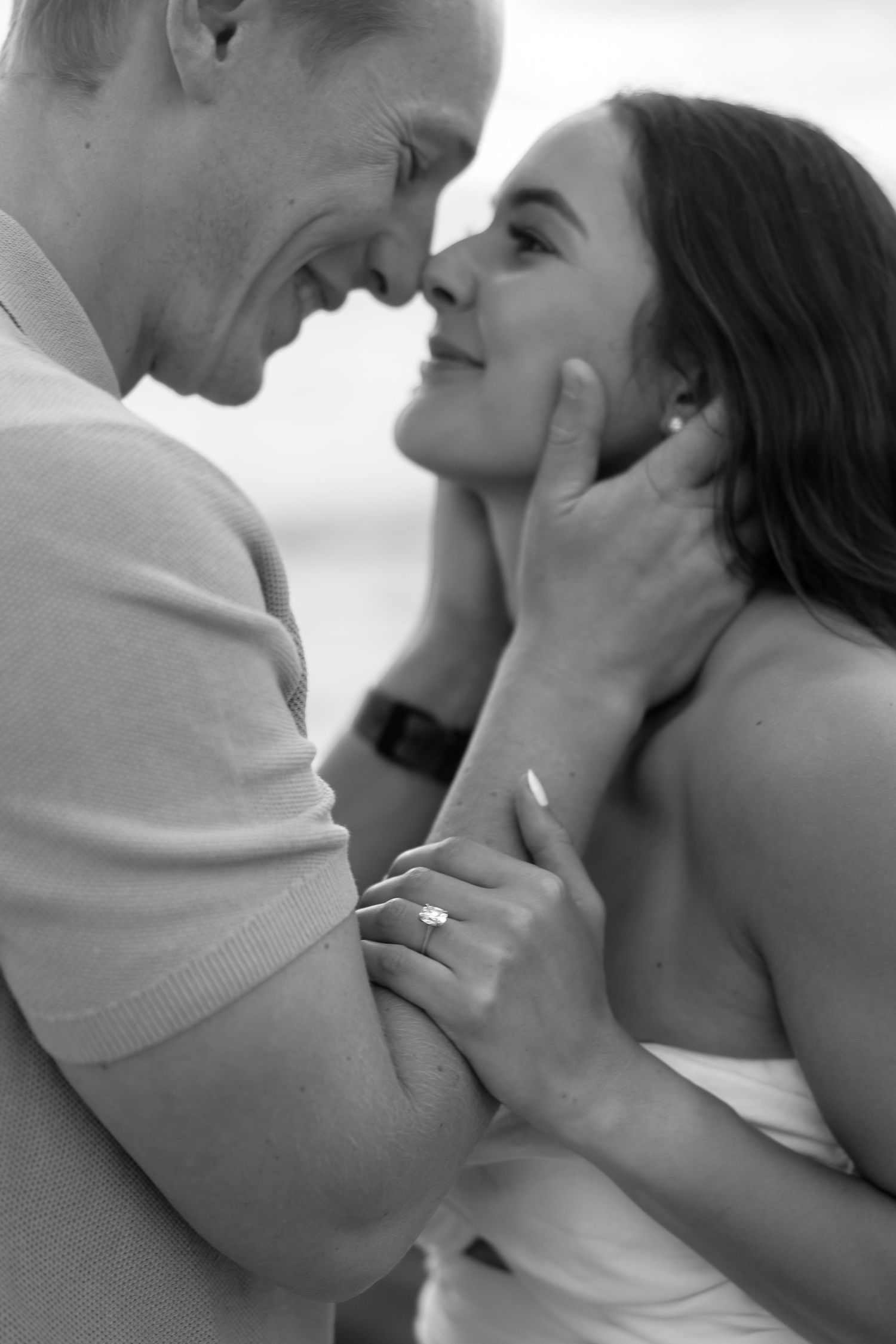 True-to-color editorial couple’s portrait on the boardwalk at Chesapeake Beach, MD