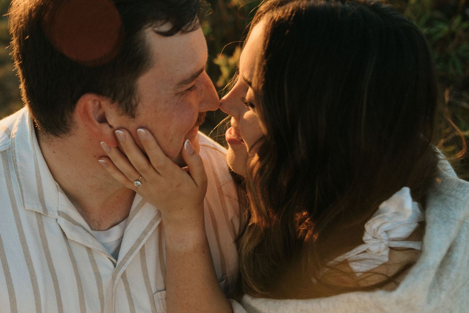 Intimate sunset portrait session in golden hour lighting.