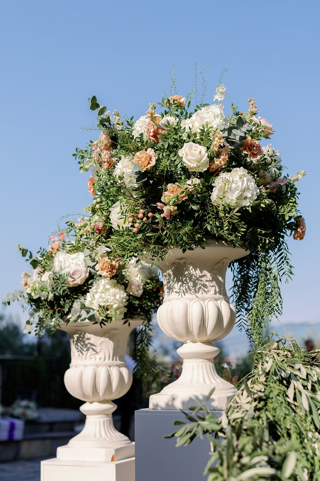 decorative flowers in porcelain vases