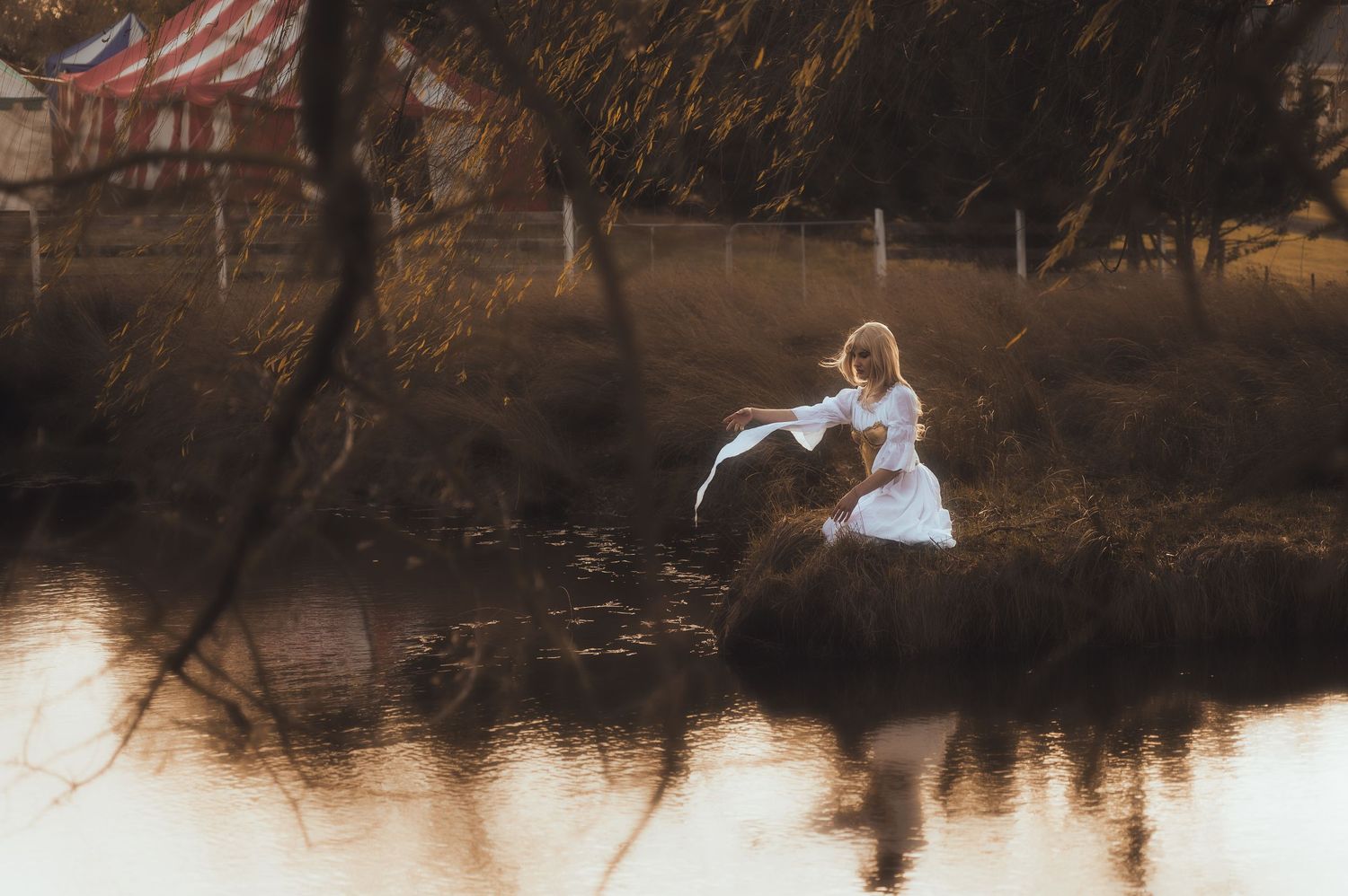 Atmospheric landscape photo series with reflections in still water during golden hour.