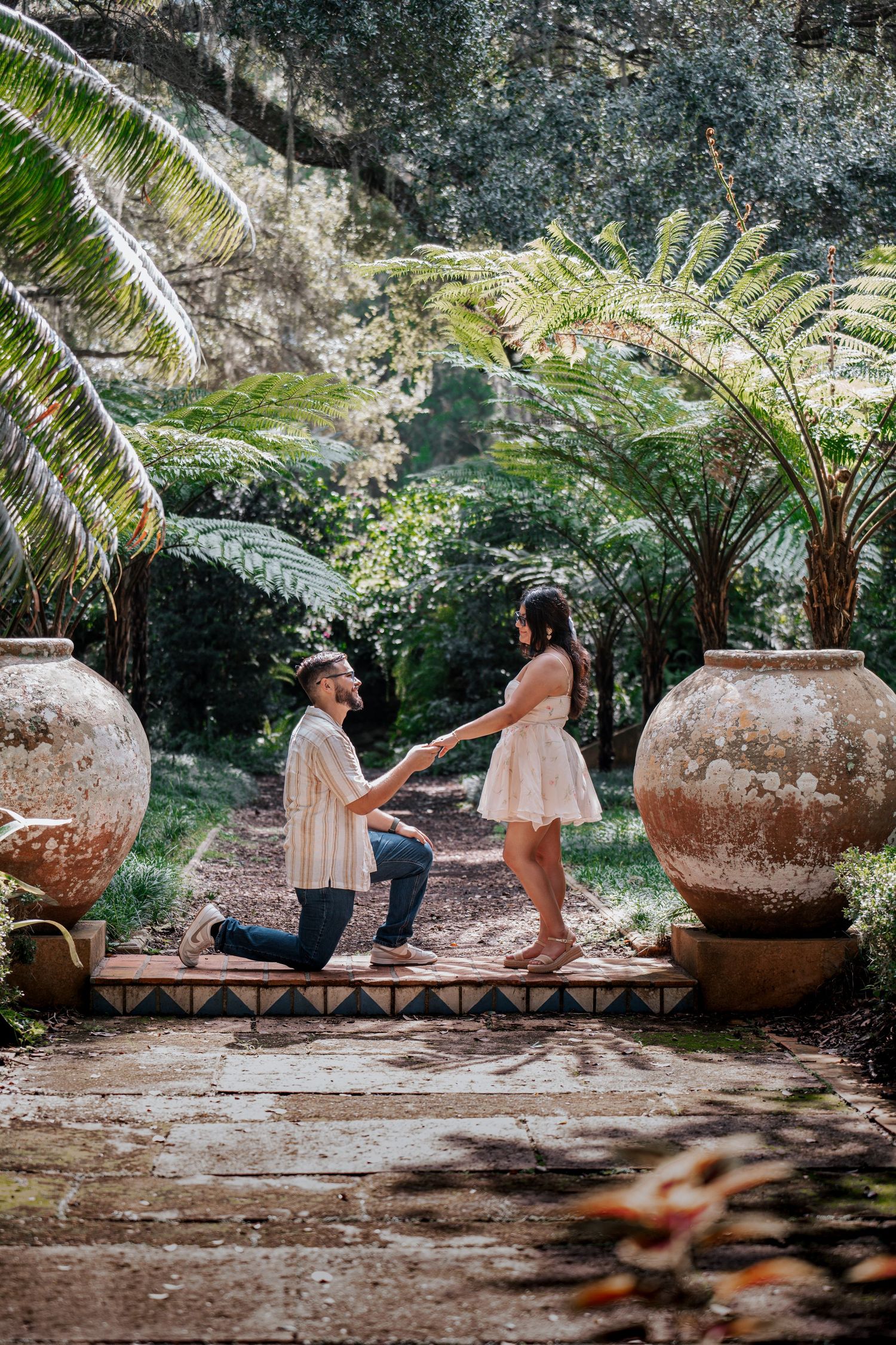 Couples engagement photoshoot at Bok Tower Gardens in Lake Wales, Polk County, Florida