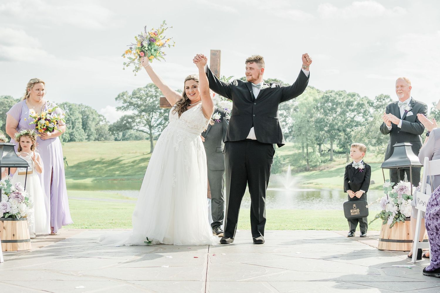 bride and groom celebrating their marriage