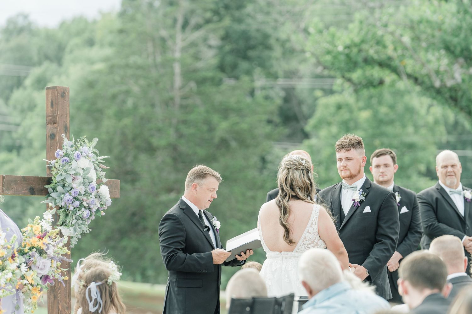 groom looking at bride during ceremony