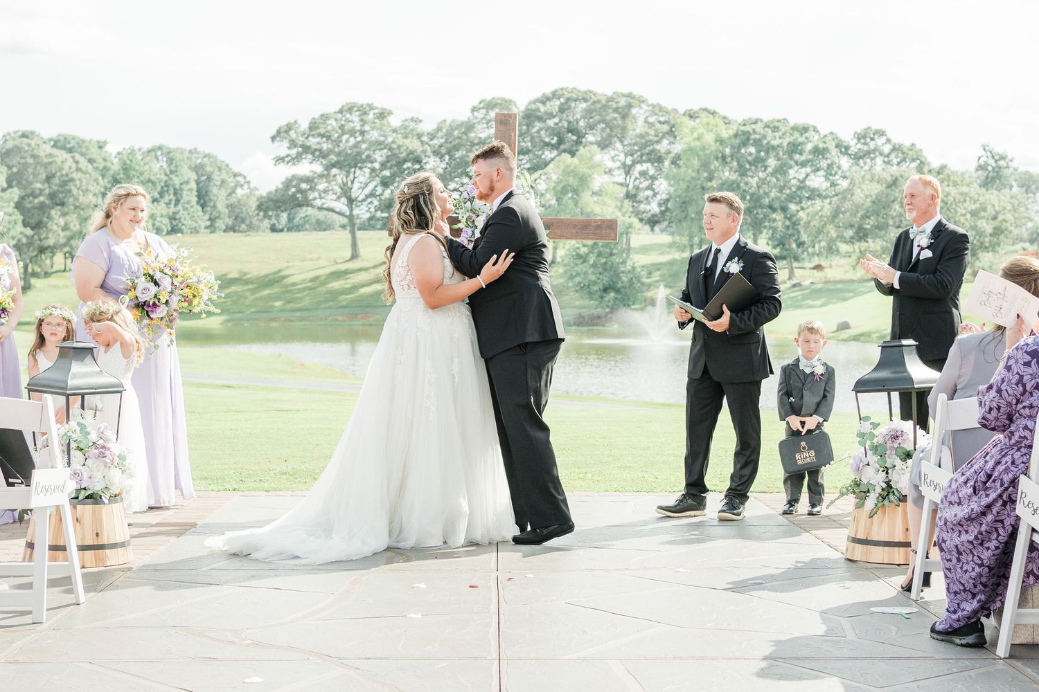 bride and groom kissing