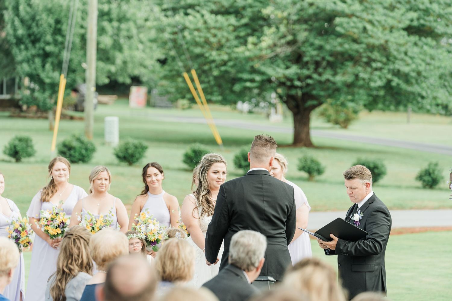 bride looking at groom during ceremony