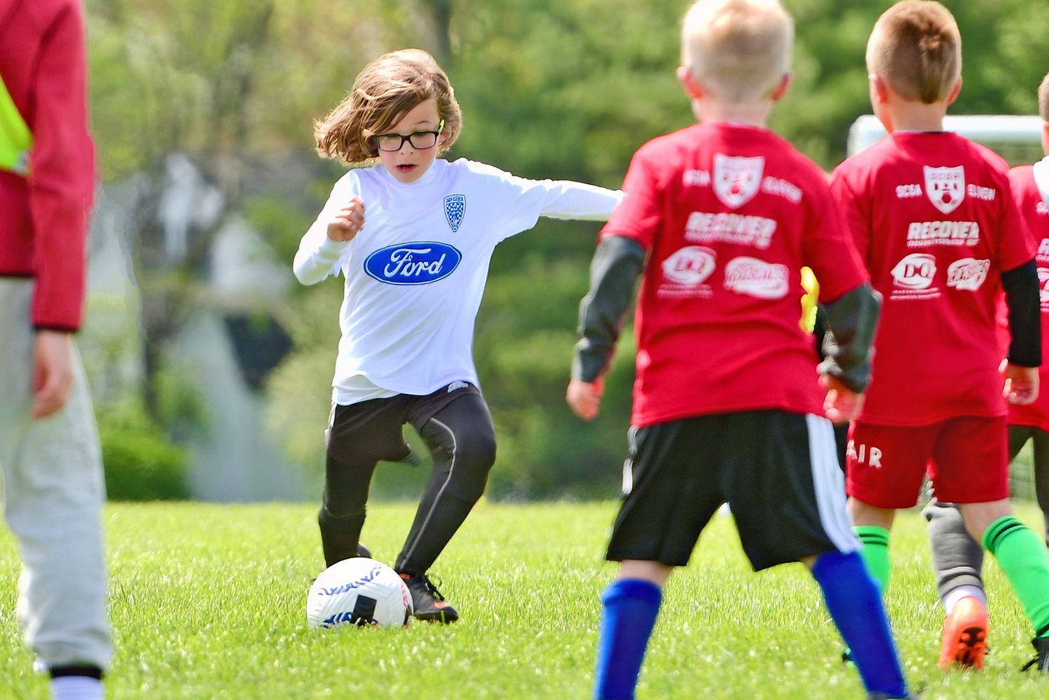 Children playing soccer