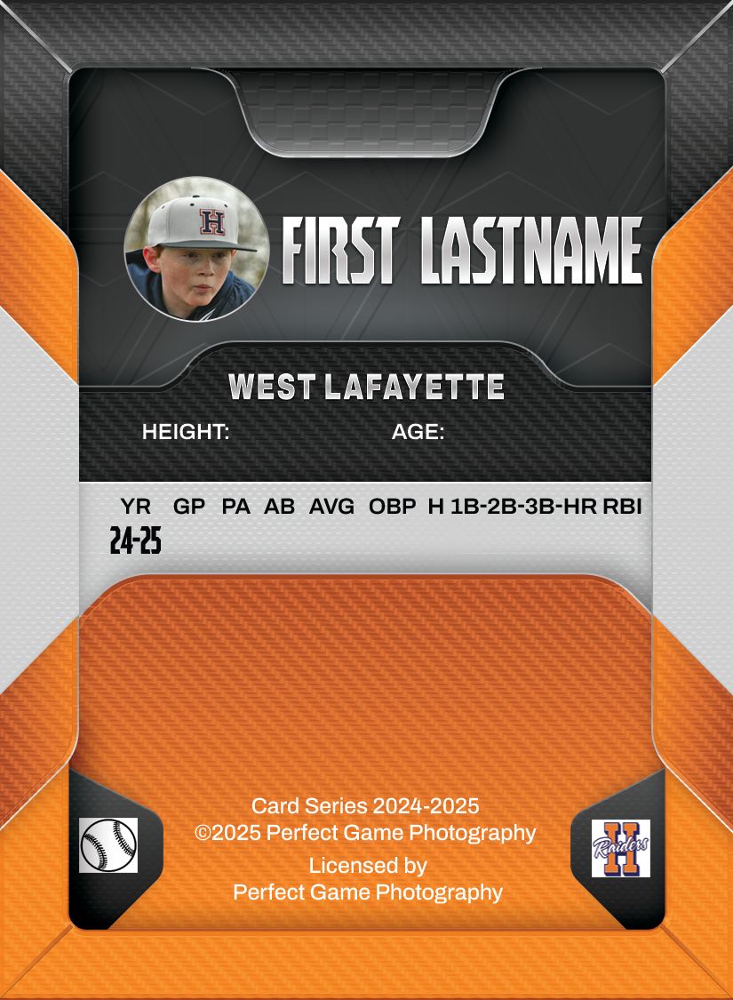 Rear of Sports Trading Card with stats option listed