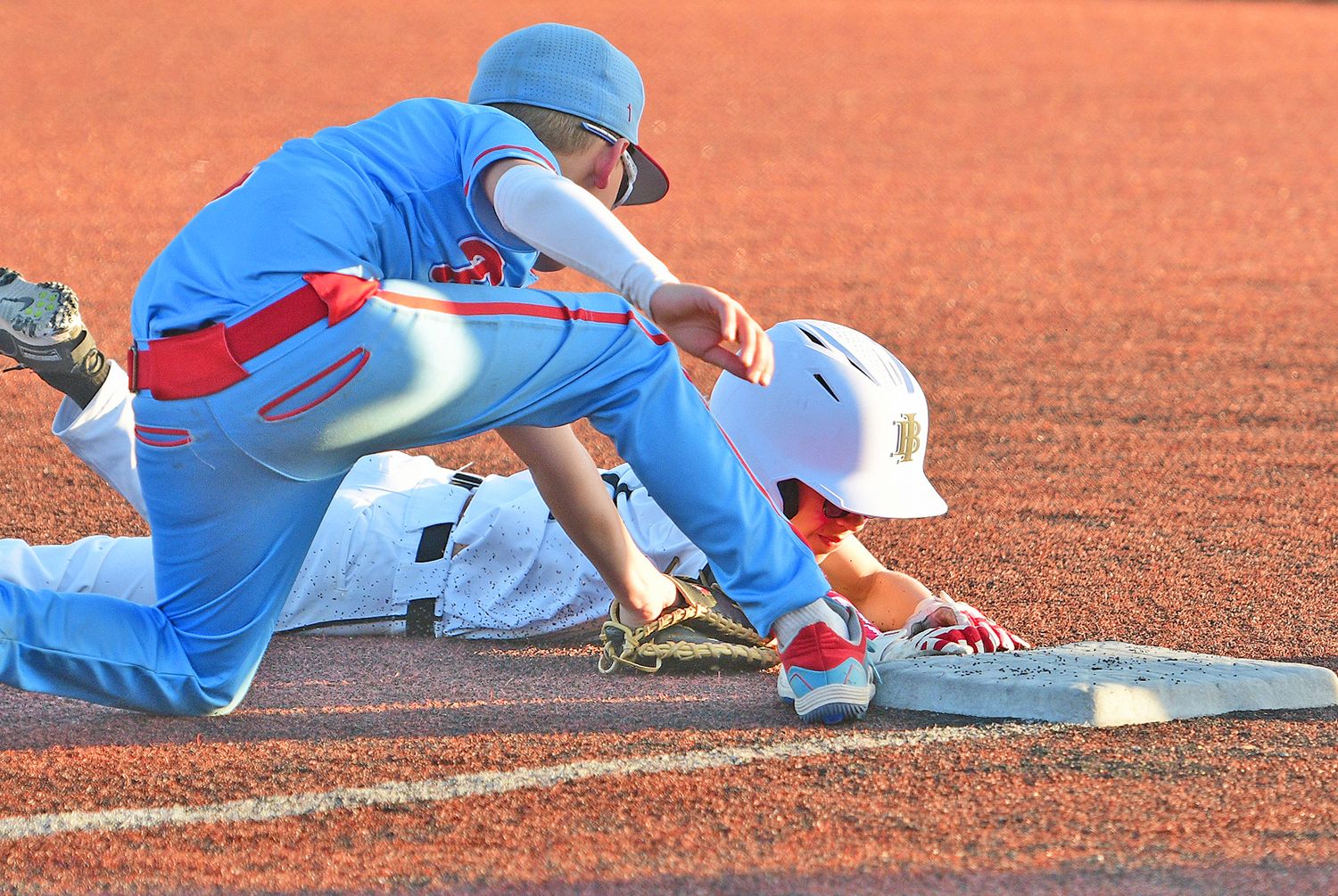 Baseball player slid into base