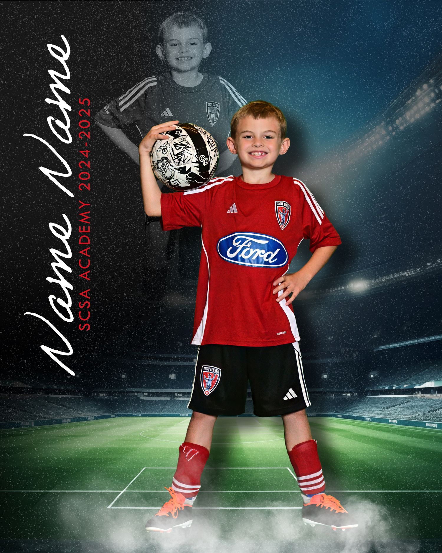 Male soccer player posing for photo