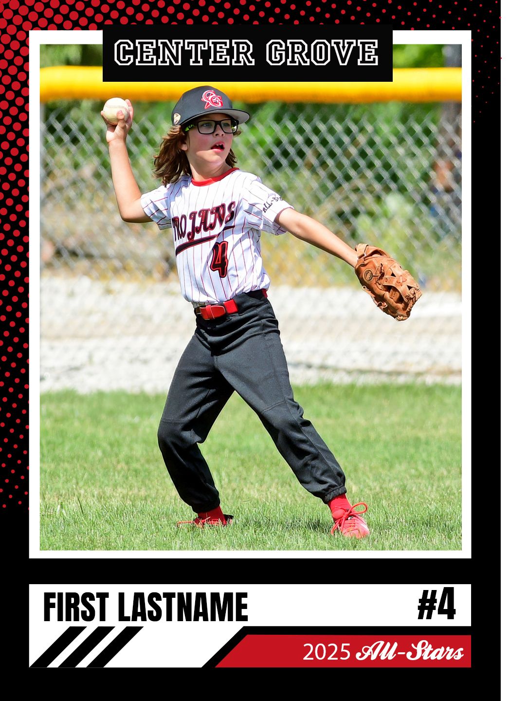 Child athlete on front of Sports Playing Card