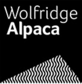 Black and white text logo designs featuring the word 'Wofridge' and 'Alpaca' with wavy line patterns underneath.