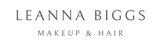 Professional text logo for Leanna Biggs Makeup & Hair displayed in elegant typography against white background.