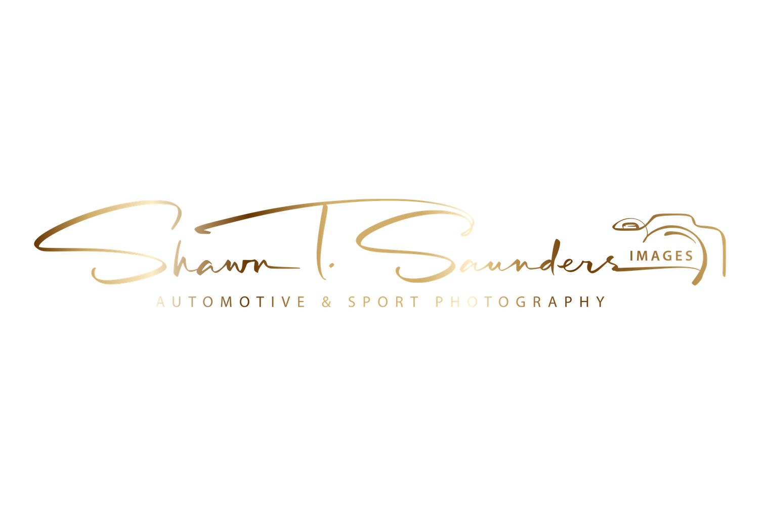 Elegant signature branding for automotive and sport photography in gold text.