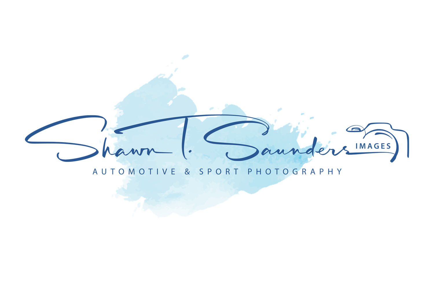 Professional photographer's watermark logo in light blue on white background.