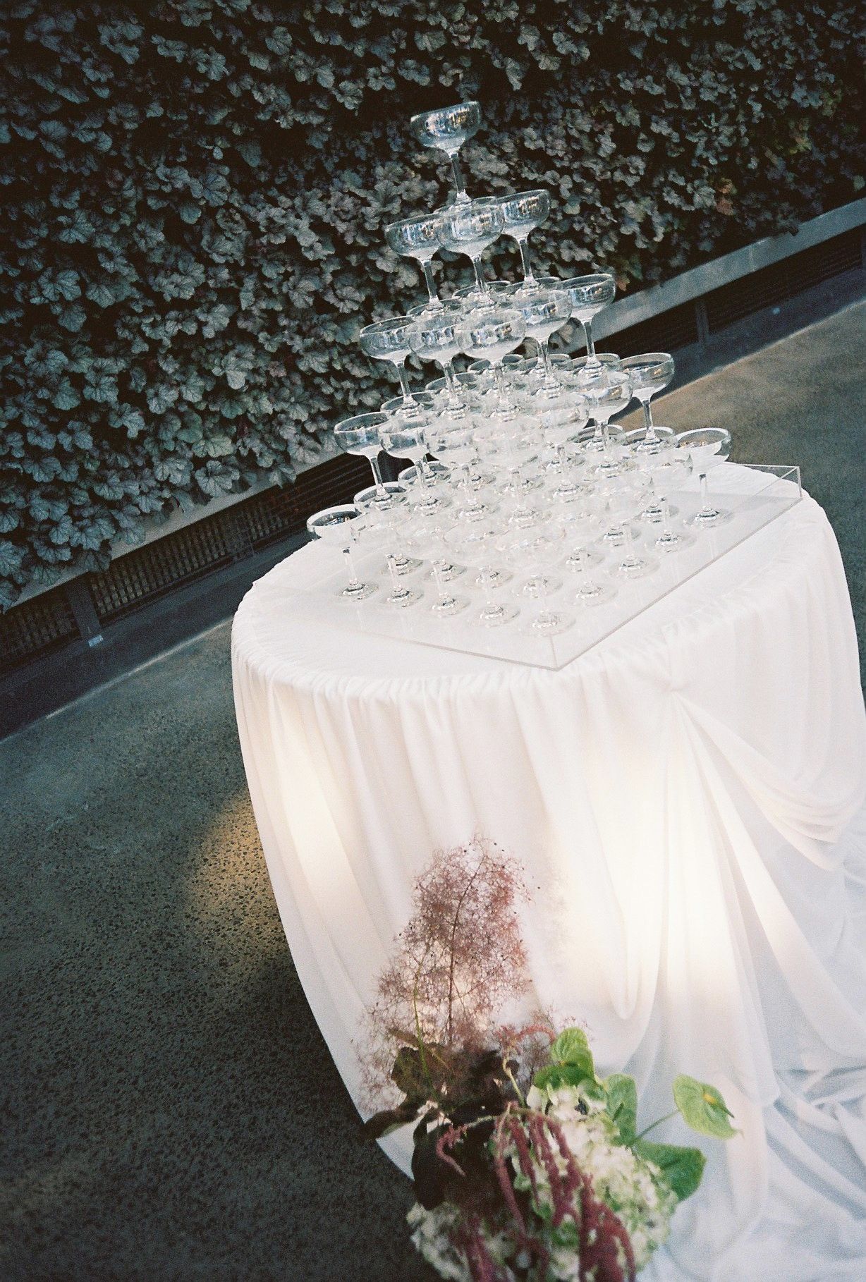 A sequence of images showing a white fabric or veil blowing in the wind with delicate flowers underneath.