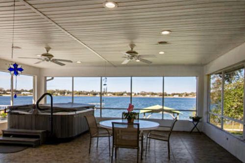 A picture of a lanai looking out on Lake Clinch Frostproof, Florida