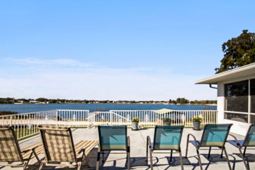 A photo of a outside sitting area facing Lake Clinch in Frostproof, Florida