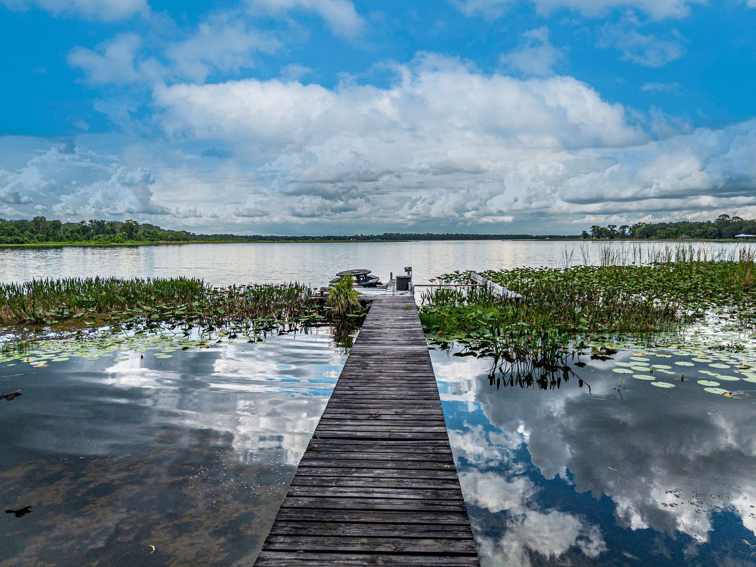 A picture of a dock leading out to a lake in Sebring, Florida