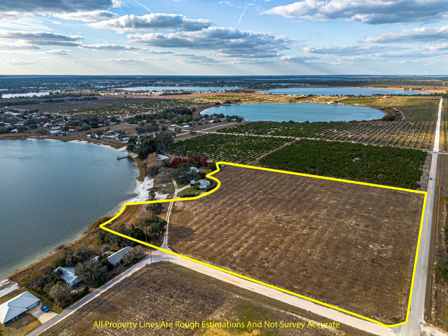A drone photo of land for sale.