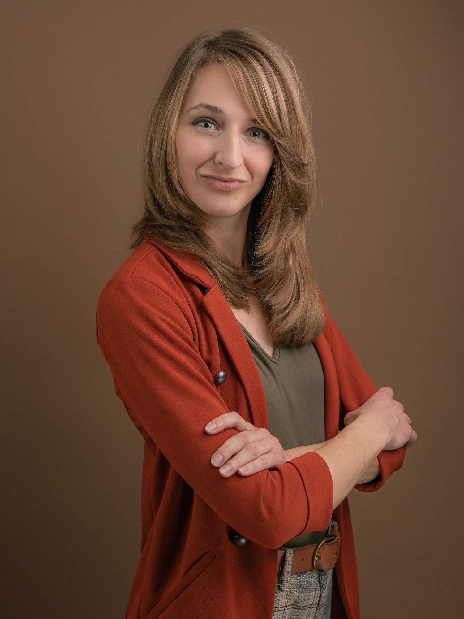 Portrait of East Tennessee young professional woman posing for personal branding shoot in Dandridge studio