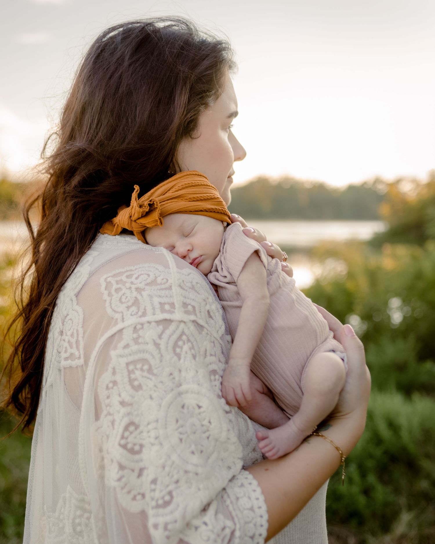 Outdoor newborn photography near Keller, TX