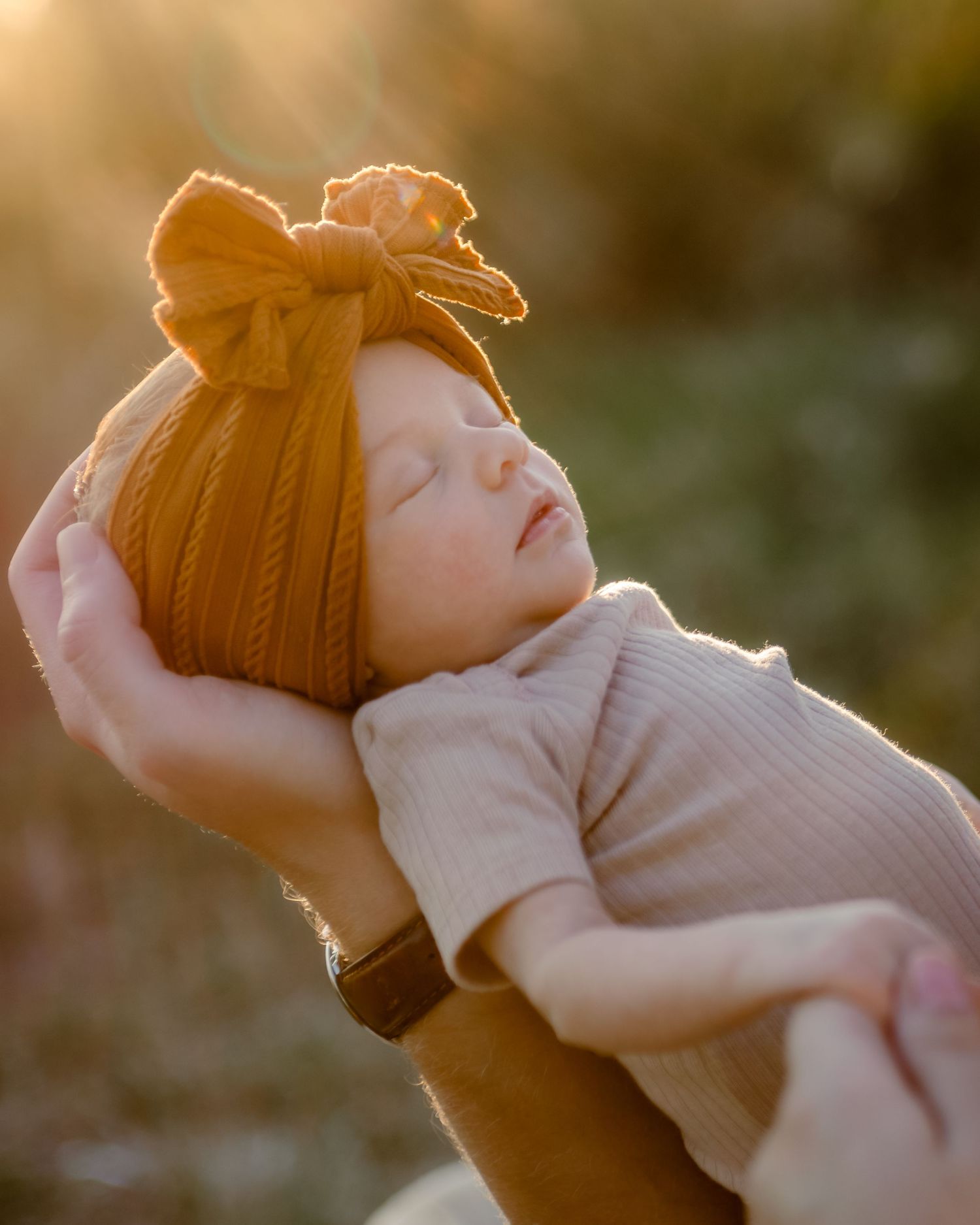 Golden hour newborn photography near Keller, TX
