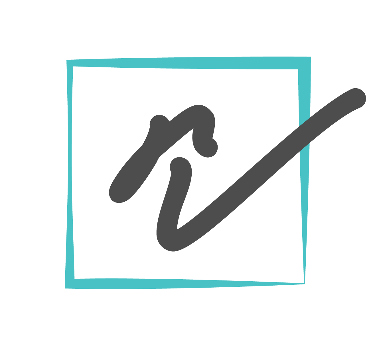 Teal square logo with a handwritten cursive letter N and a bold checkmark in dark gray.