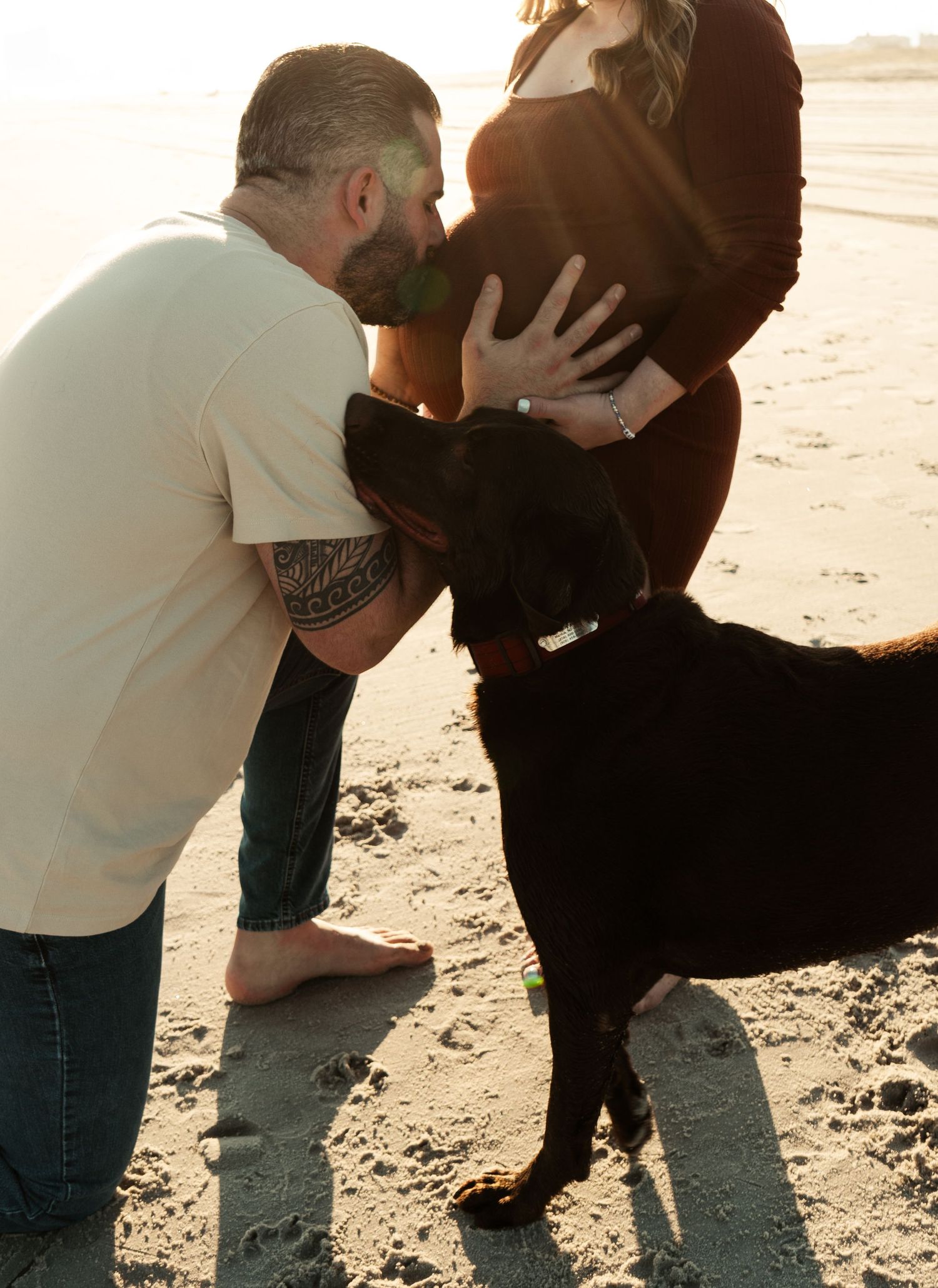 Maternity photos South Jersey emotional portrait with dog.