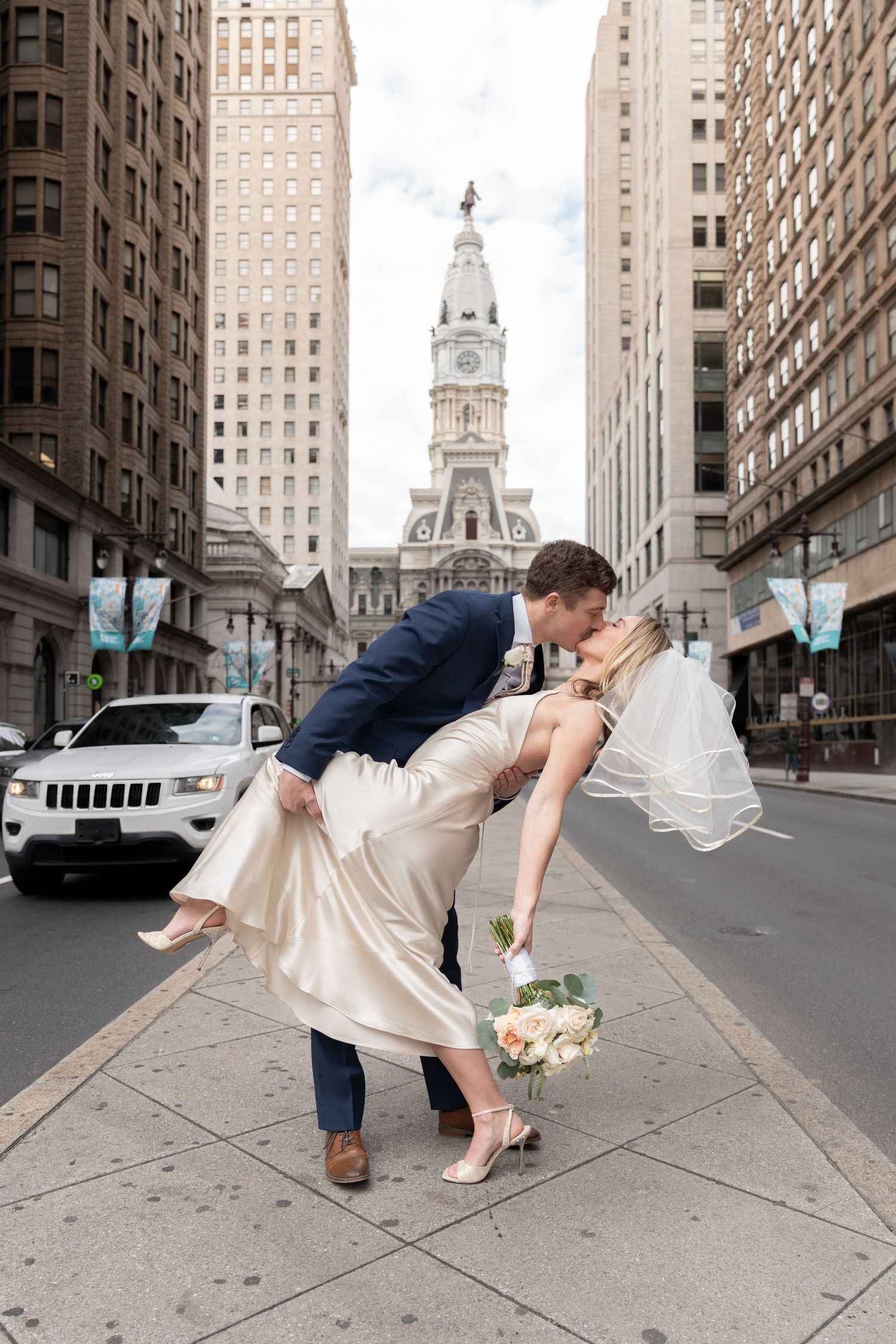 Romantic wedding portrait Philadelphia natural light.