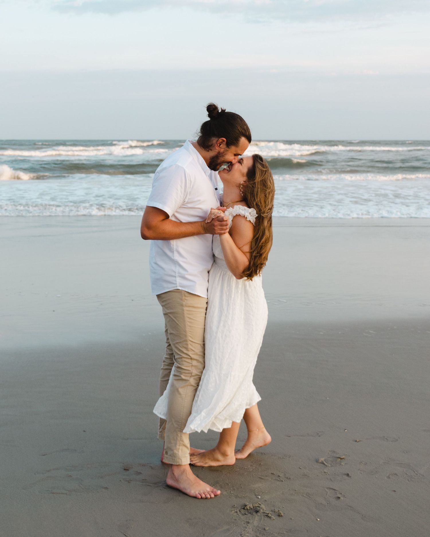 Couples engagement session South Jersey golden hour on the beach.