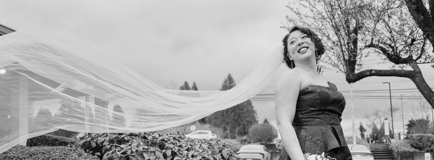 N&D Wedding Photography and Film
A candid photo of a bride with her vail in the wind taken in Bothell Washington.