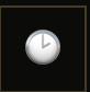 A minimalist clock icon displaying approximately 10:10 time on a silver face with dark border background.