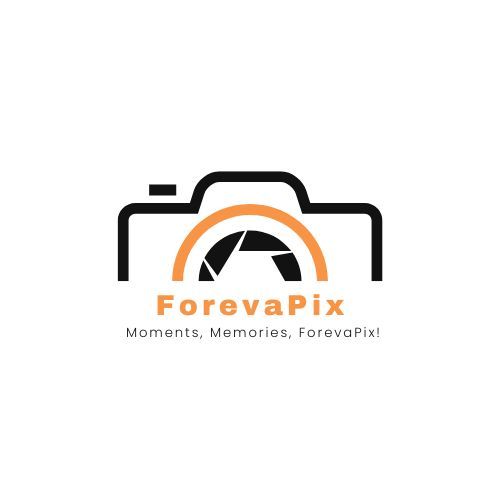 ForevaPix logo featuring a camera icon with an orange lens aperture design and the tagline Moments, Memories, ForevaPix.