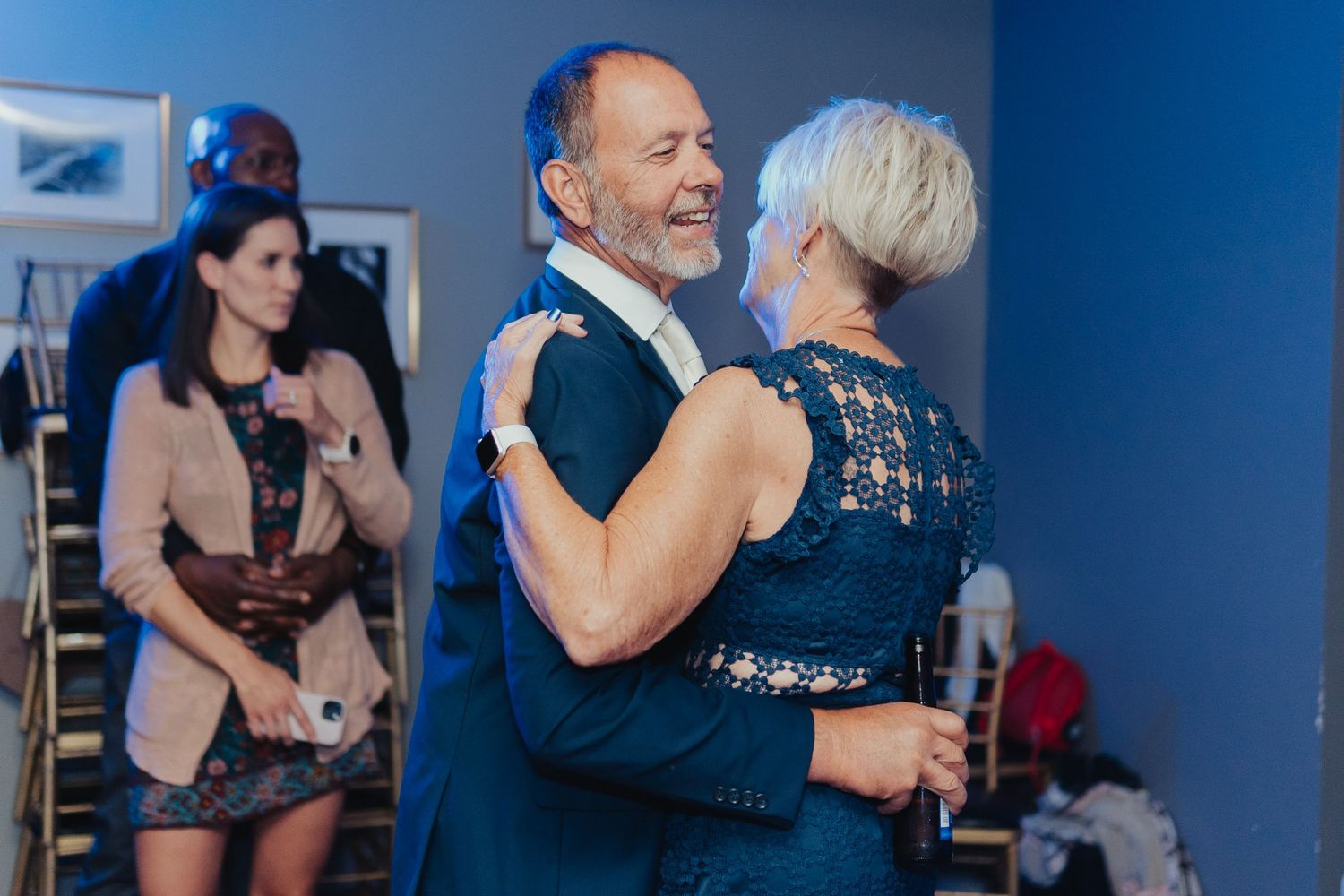 Wedding guests dancing.