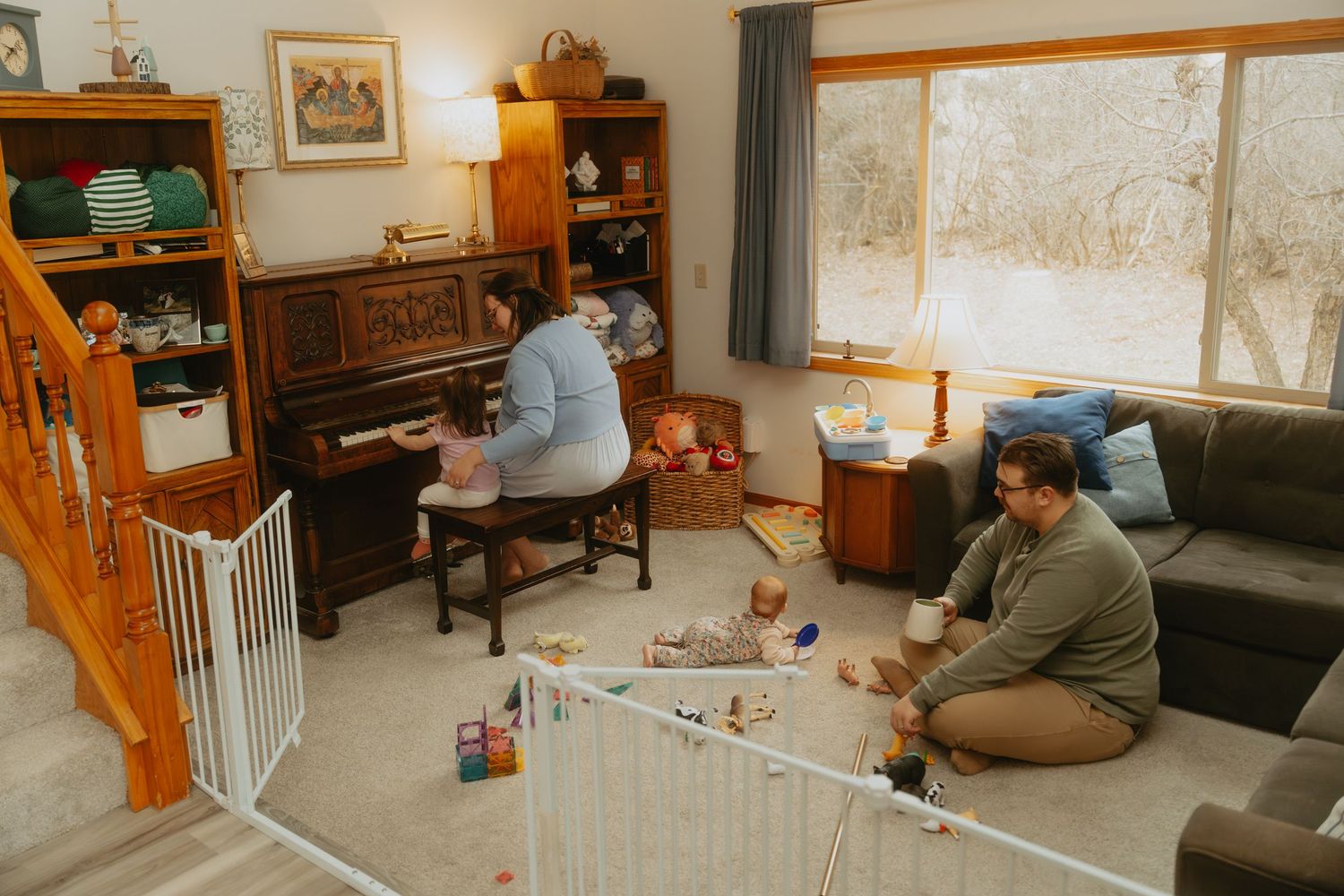 Family gathered in their living room