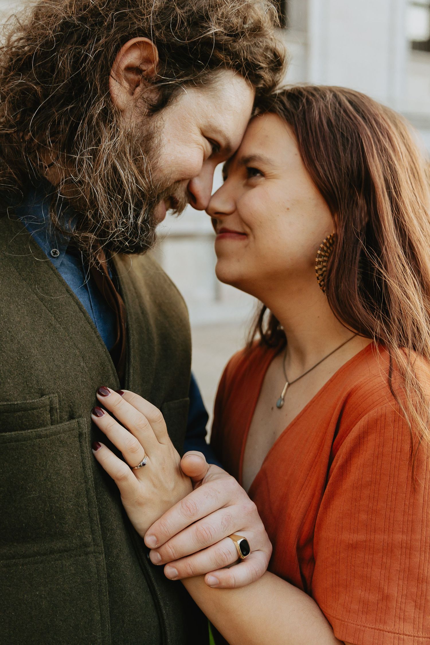 Couple touching noses and smiling
