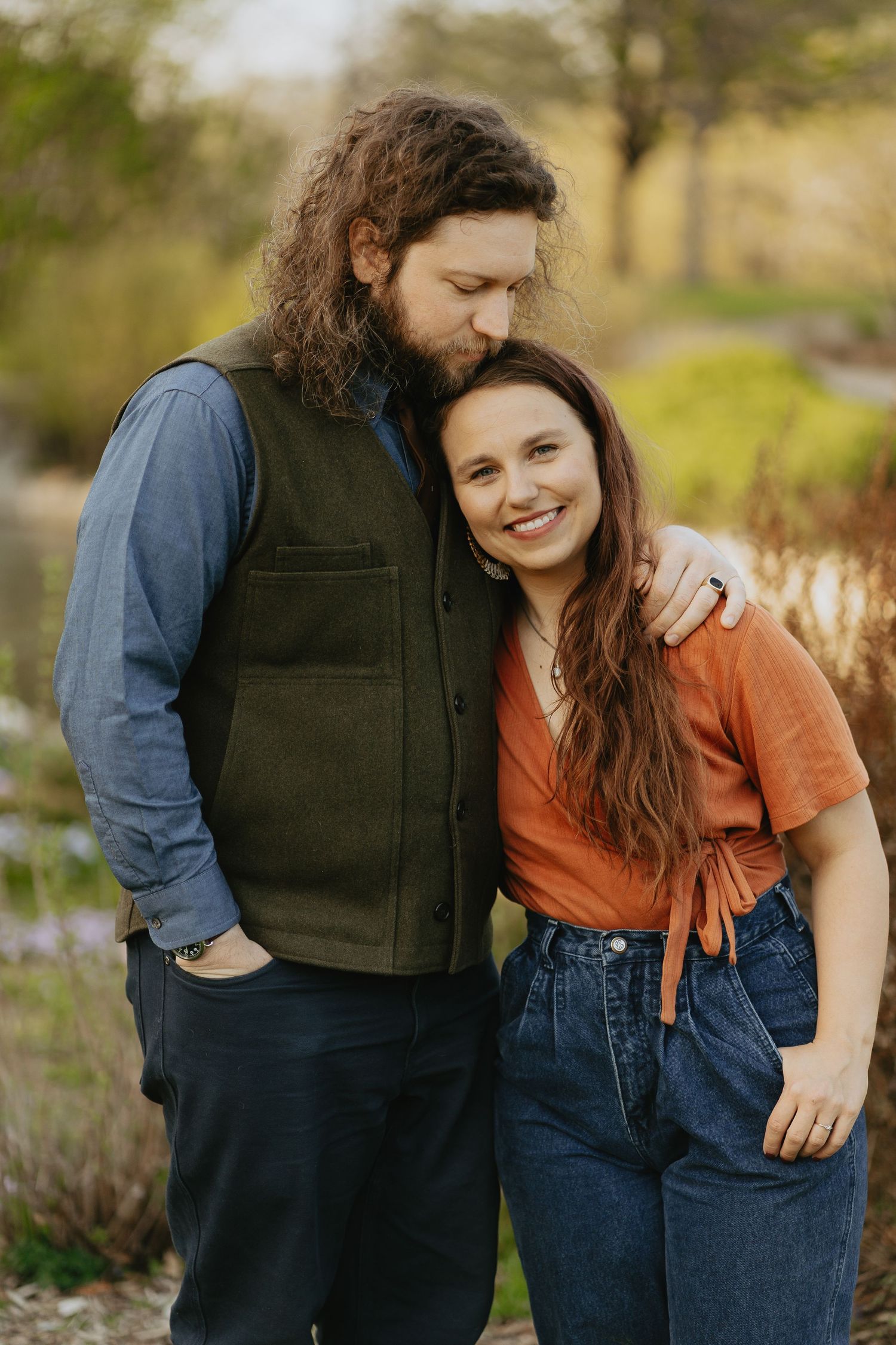 Couple standing in a garden