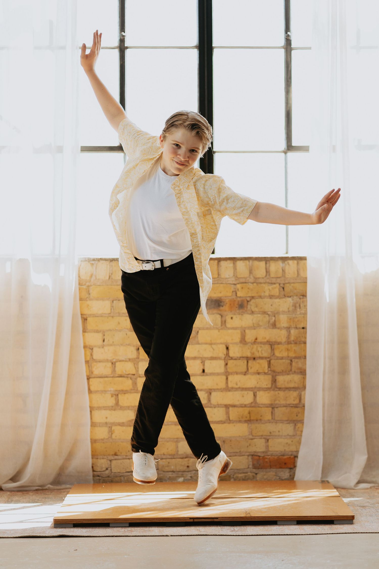 Boy tap dancing