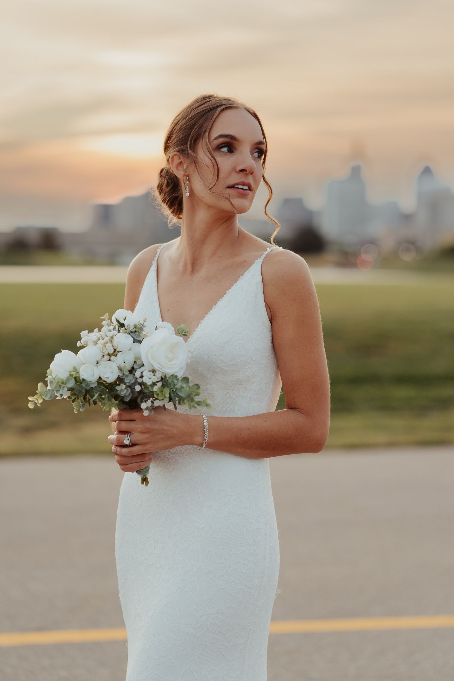 Bridal portrait at sunset.