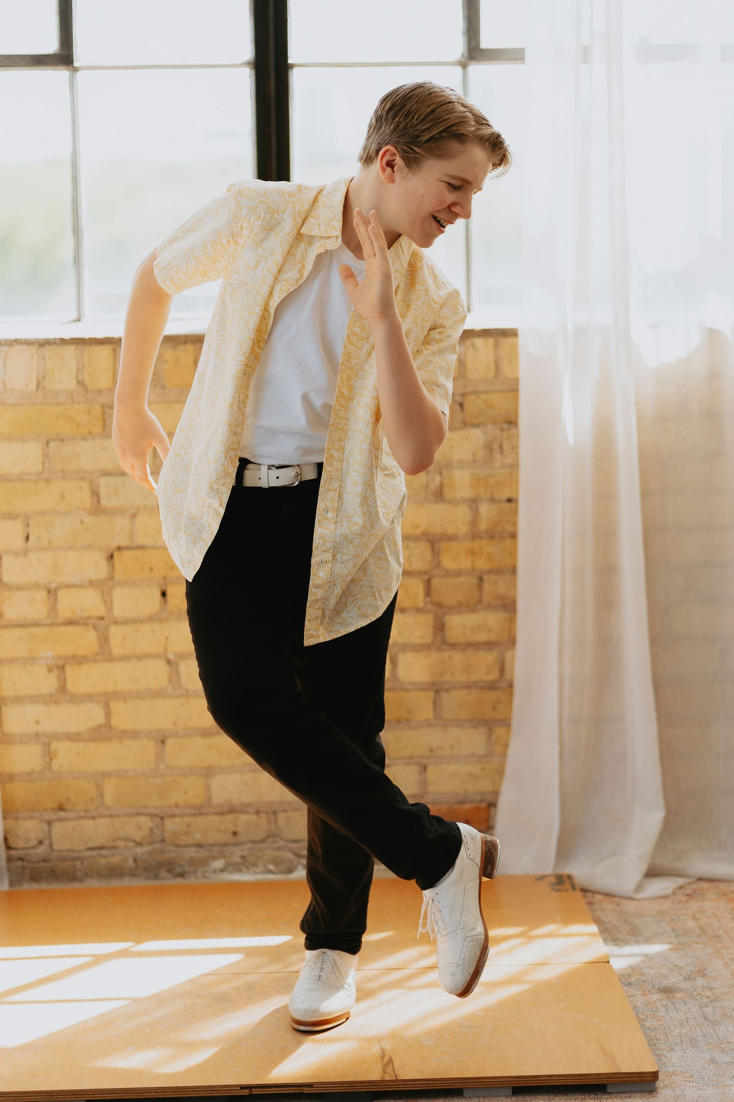Boy tap dancing