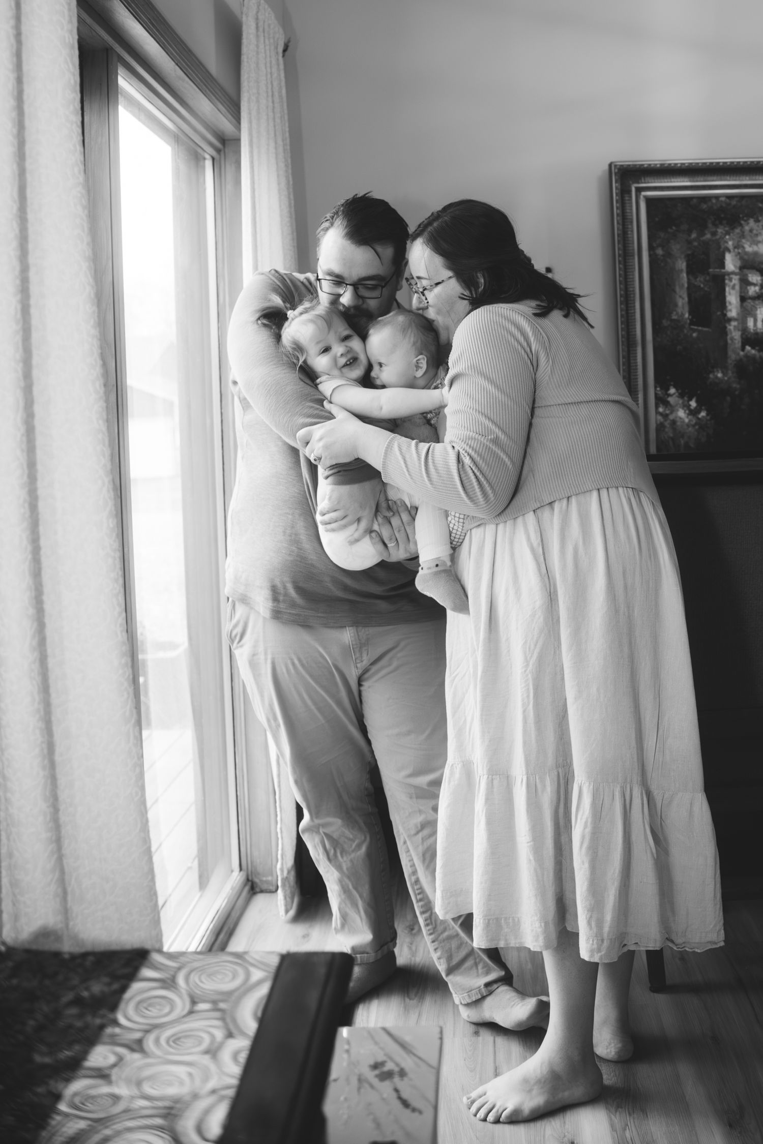 Family cuddled up together